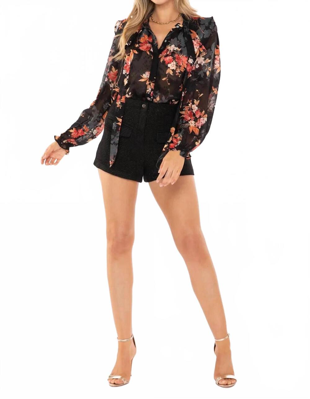 NEW BISHOP + YOUNG floral blouse in night bloom
